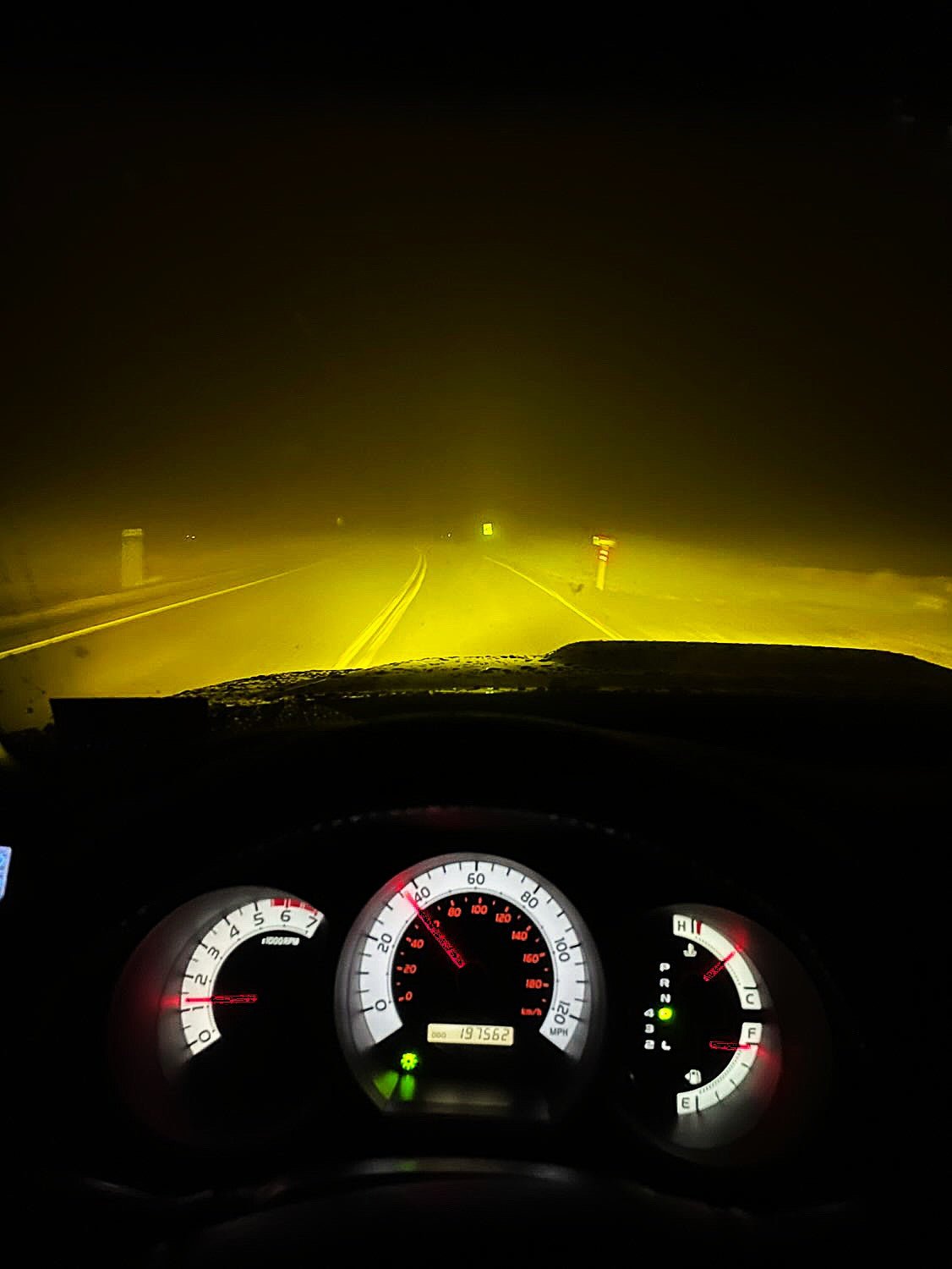 Desert Vision yellow mode cutting through heavy fog